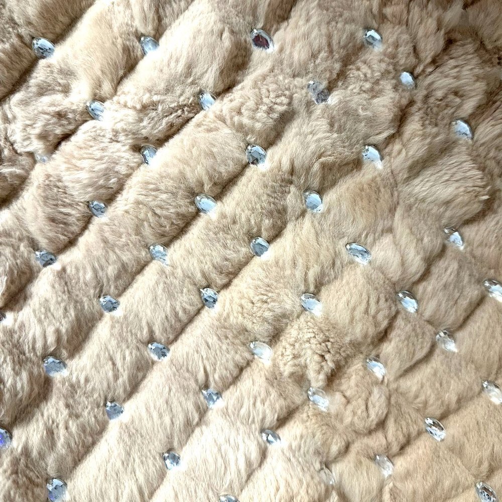 *RARE* Bebe Rhinestone Rabbit Fur Coat - Picture 12 of 14
